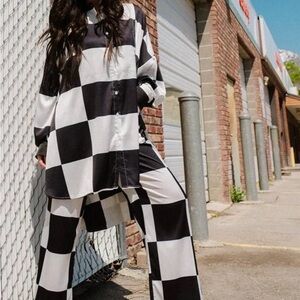 Dressed in LALA Checkered Satin Playsuit